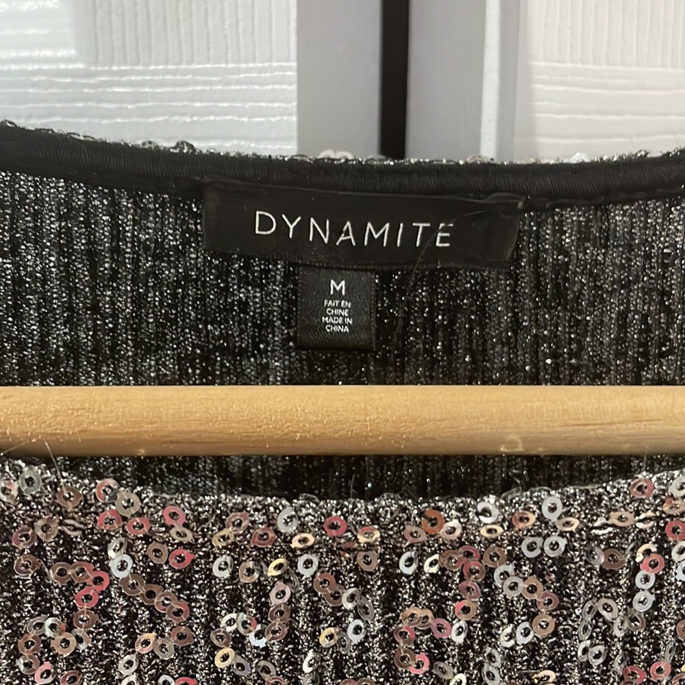 SOLD Sparkly Sequin Silver Top - Picture 3 of 5